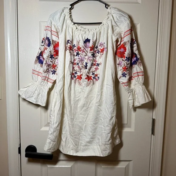 Free People White Floral Off-Shoulder Mini Dress - Picture 3 of 8